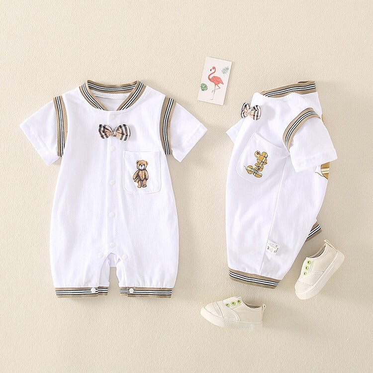 Summer Newborn Cartoon Full Moon Short-Sleeved Baby Boy's Romper - Harmony Gallery