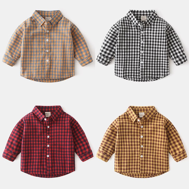 Casual Fall and Spring Cotton Plaid Boy's Shirt - Harmony Gallery