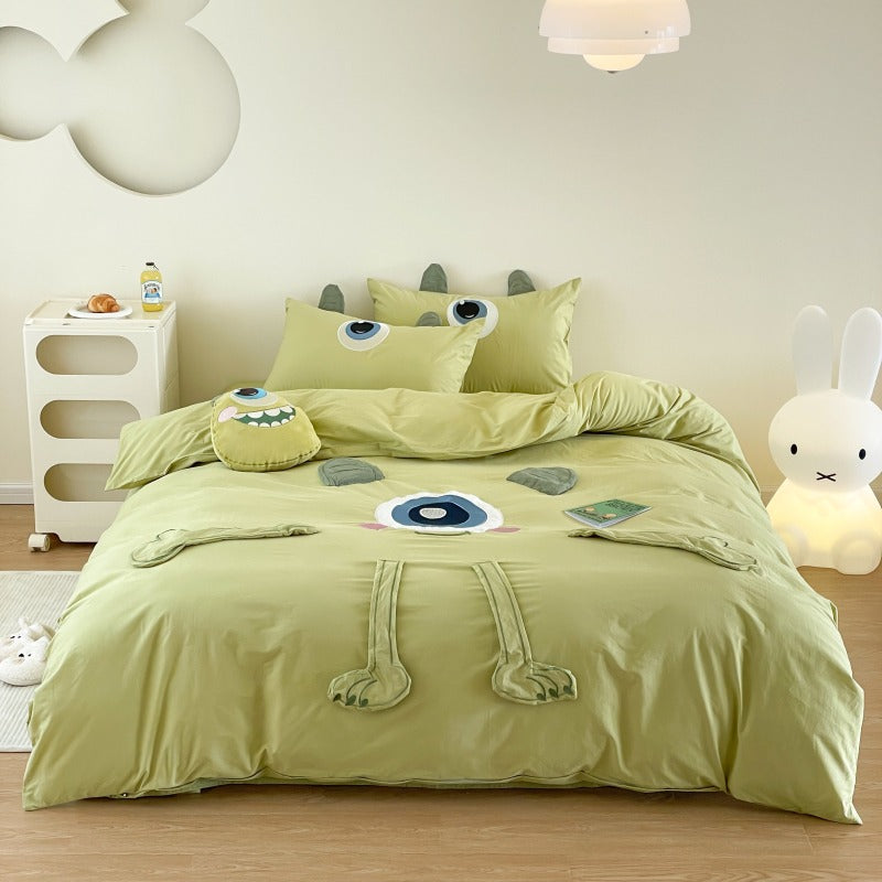 monsters inc bedding set Monsters University Big-Eyed Washed Cotton Four-Piece Bed Set