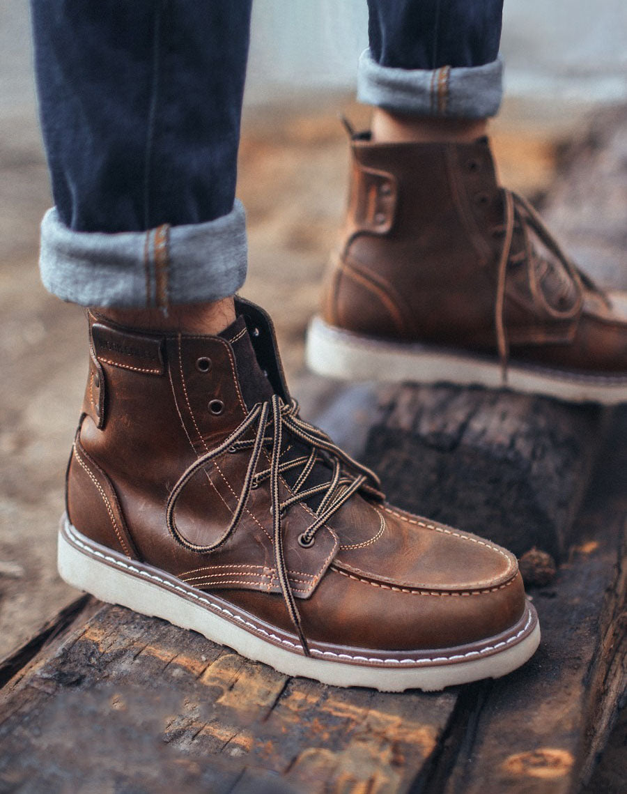 Bota masculina americana retrô 875 de couro de veludo versátil