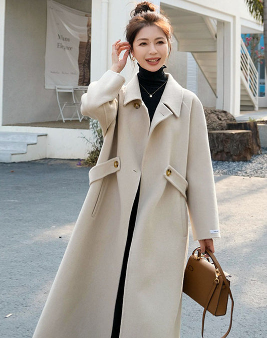 Double-Sided Cashmere Winter Mid-Length High-End Woolen Women's Coat - Harmony Gallery