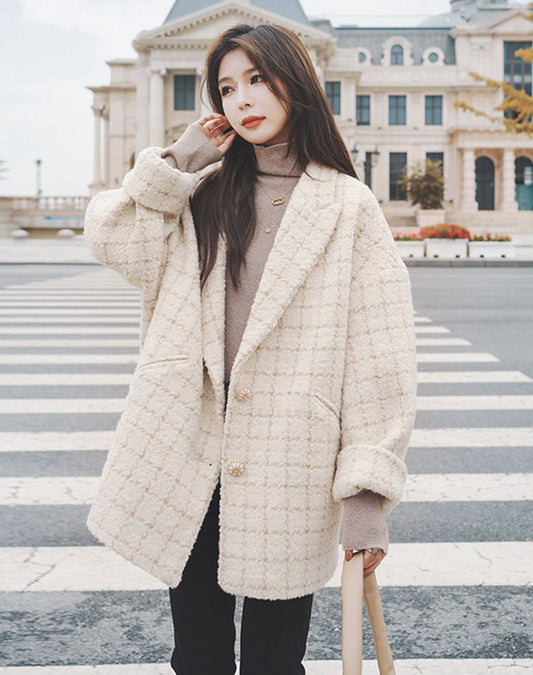 Gentle Woolen Suit Winter Cocoon-Shaped Women's Coat - Harmony Gallery