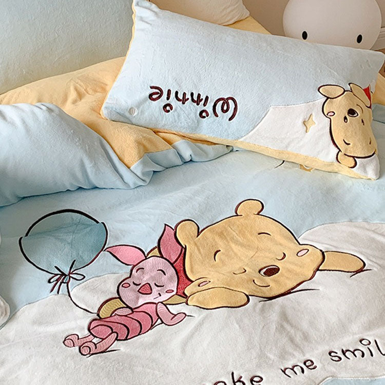 Disney Winnie The Pooh Velvet Four-Piece Double-Sided Bed Set - Harmony Gallery