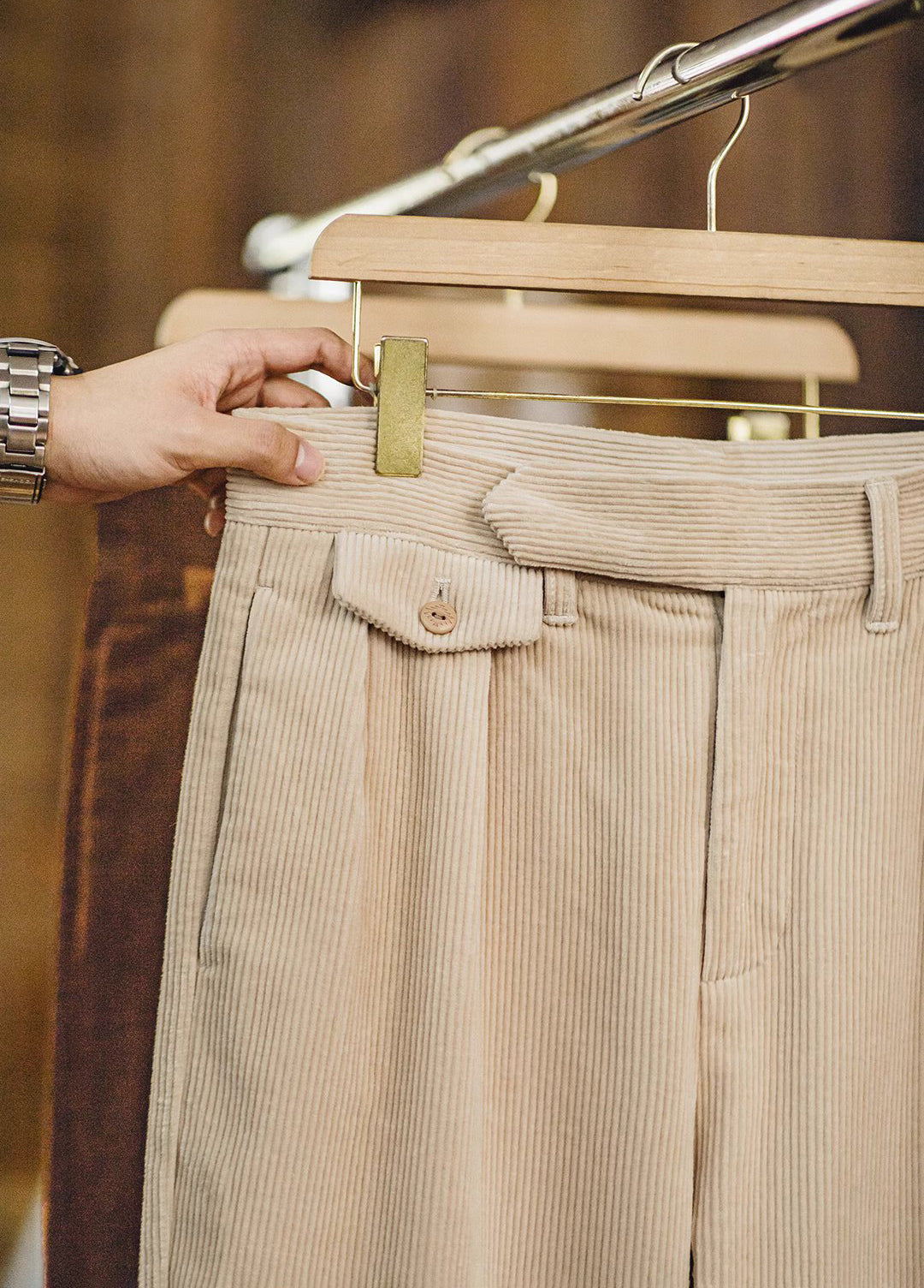 American Retro Heavy Corduroy Double Pleated Drape Cotton Men's Trousers - Harmony Gallery