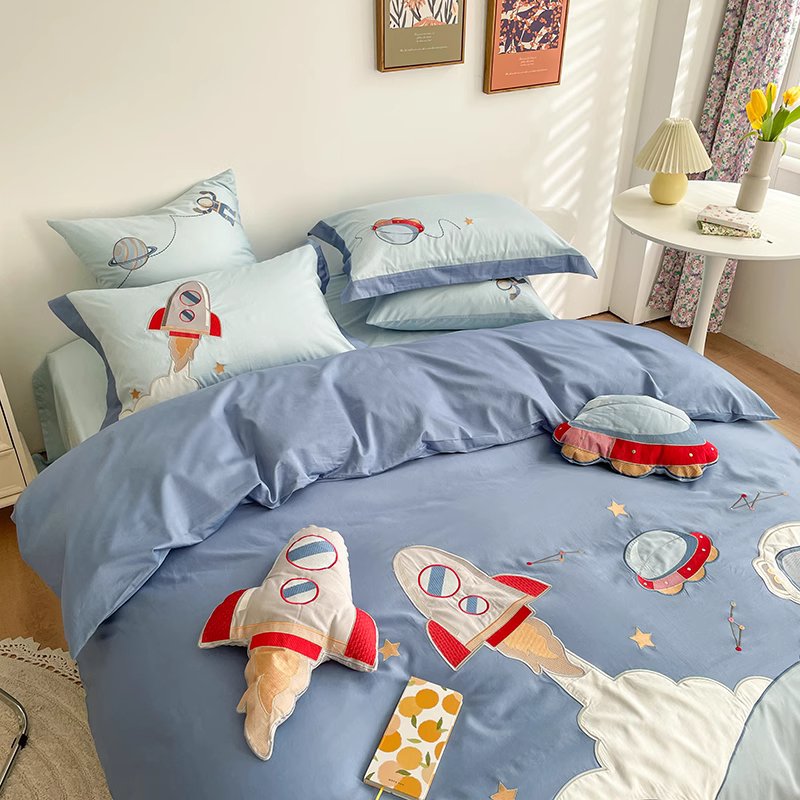 Cute Astronaut Explore The Universe Six-Piece Pure Cotton Bed Set - Harmony Gallery