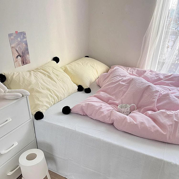 Girly Heart Student Pure Cotton Four-Piece Contrasting Color Bed Set - Harmony Gallery