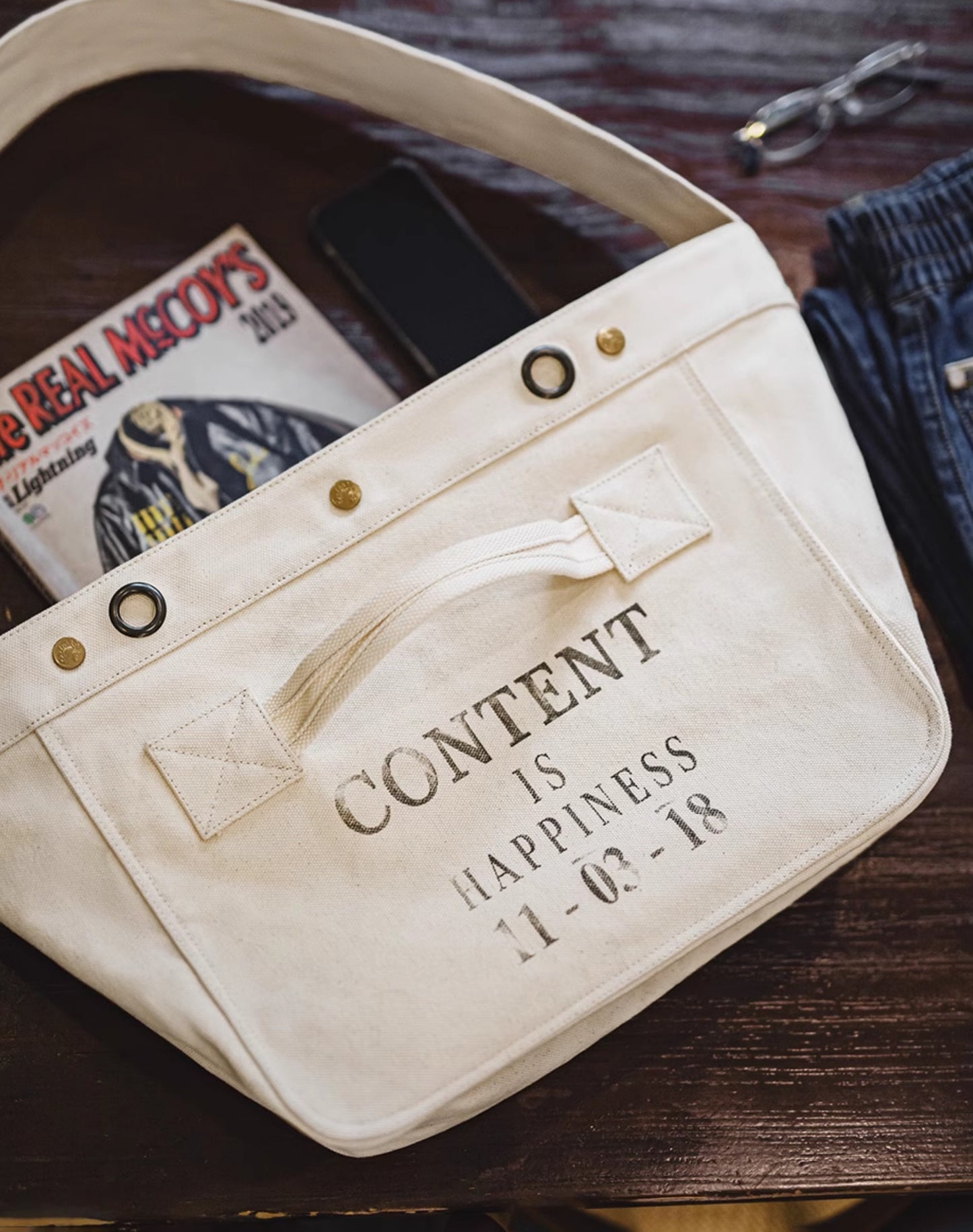 American Retro Motorcycle Large Capacity Canvas Messenger Printed Letter Men's Bag - Harmony Gallery