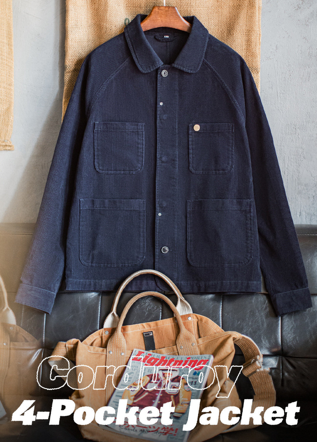 American Retro Corduroy Four-Pocket Hunting Short Thin Men's Jacket - Harmony Gallery