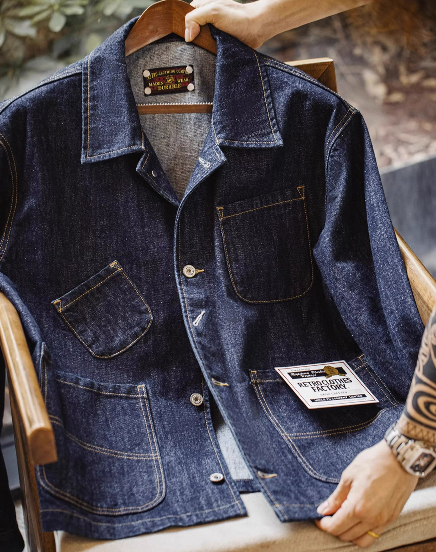 American Retro Workwear Denim Multi-Pocket Men's Jacket - Harmony Gallery