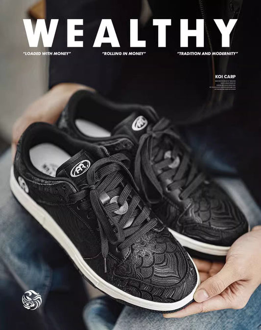 Wealthy Silk Koi Carp Retro Versatile Sports Men's Casual Shoes - Harmony Gallery