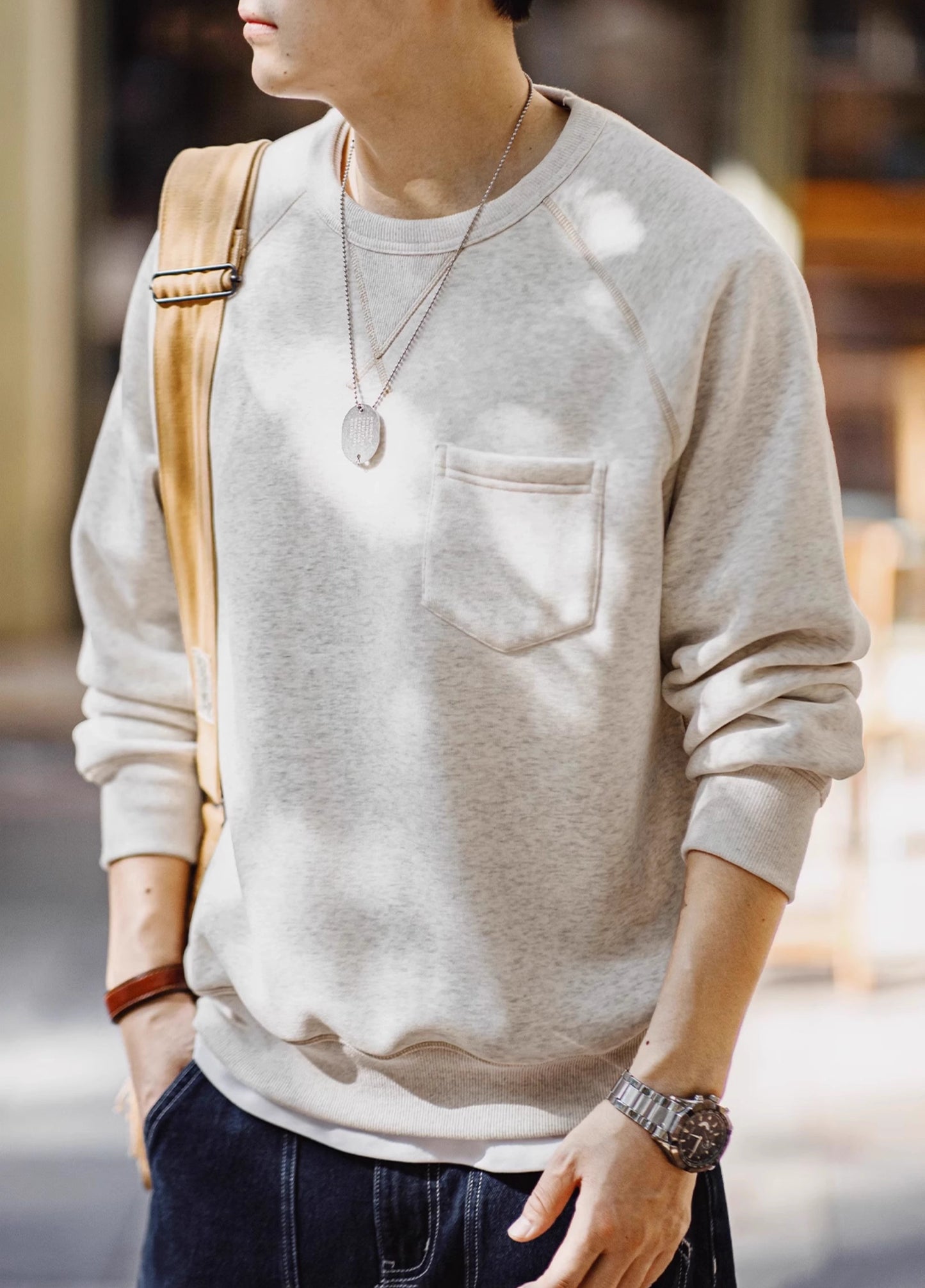 American Retro Heavy Velvet Sports Thick Warm Chest Pocket Men's Sweater - Harmony Gallery