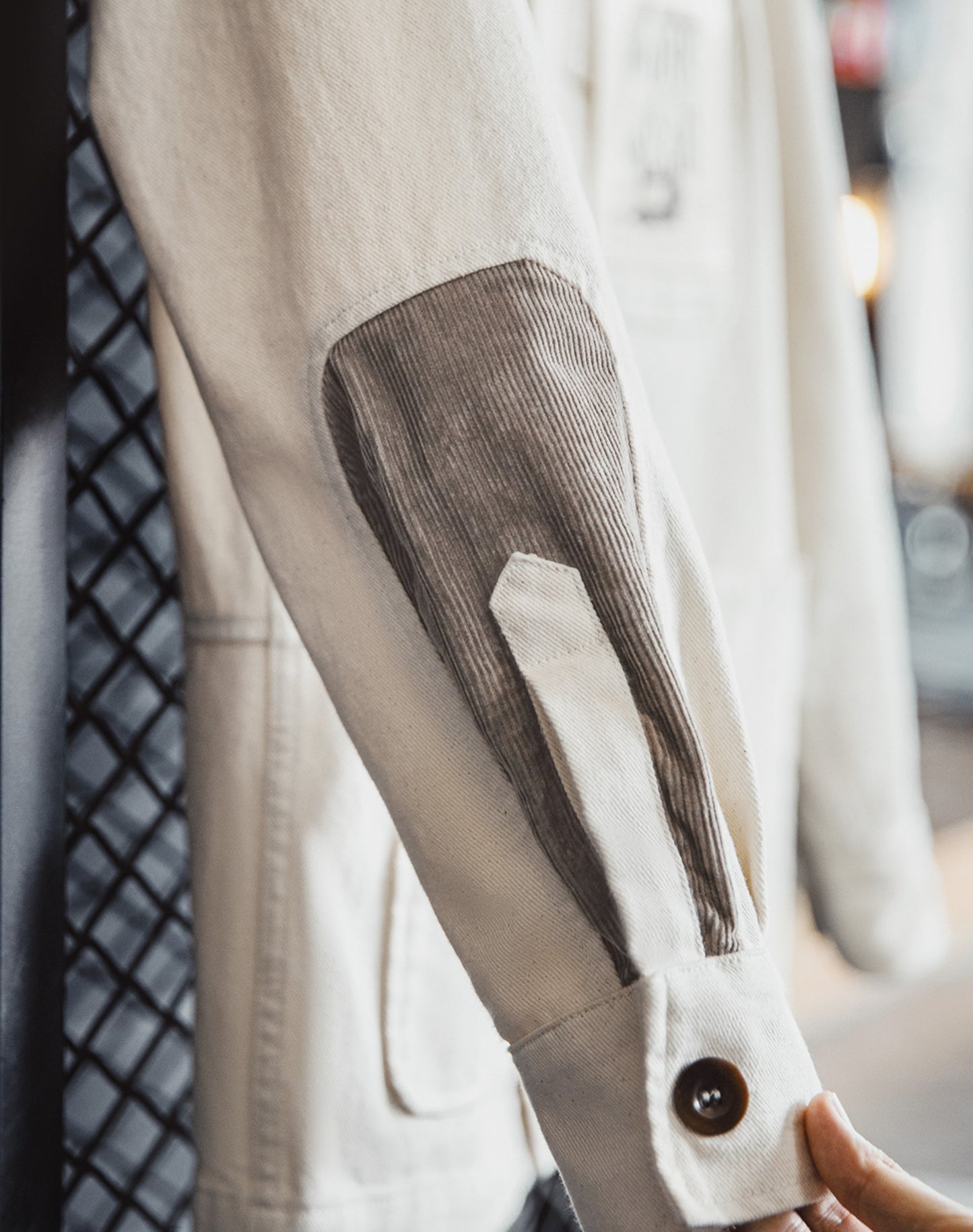 French Retro Heavy Cotton Seed Shell Twill Corduroy Patchwork Men's Jacket - Harmony Gallery