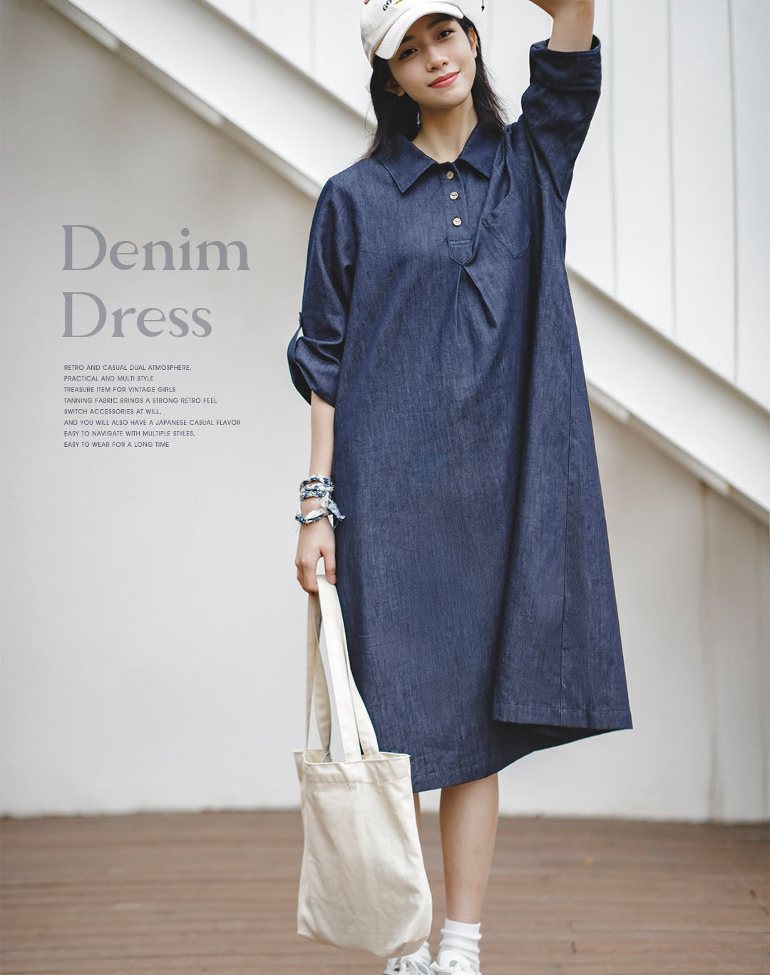 Retro Denim Skirt Atmosphere Button Slimming Women's Dress Retro Denim Skirt Atmosphere Button Slimming Women's Dress