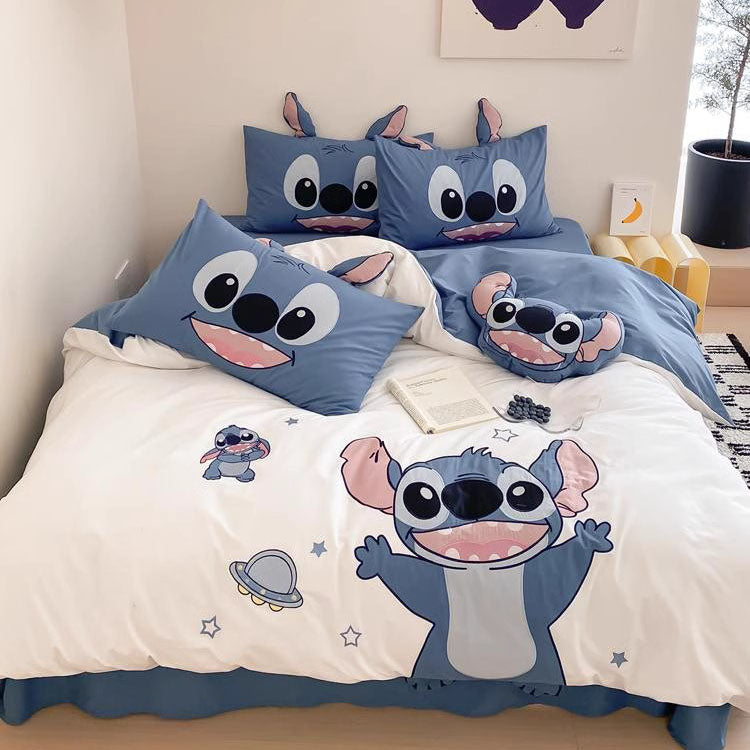 Disney Stitch Single Bed Set Duvet Cover Pillowcase 100% Cotton