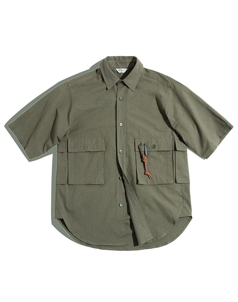 American Retro Loose Mountain Military Men's Shirt - Harmony Gallery