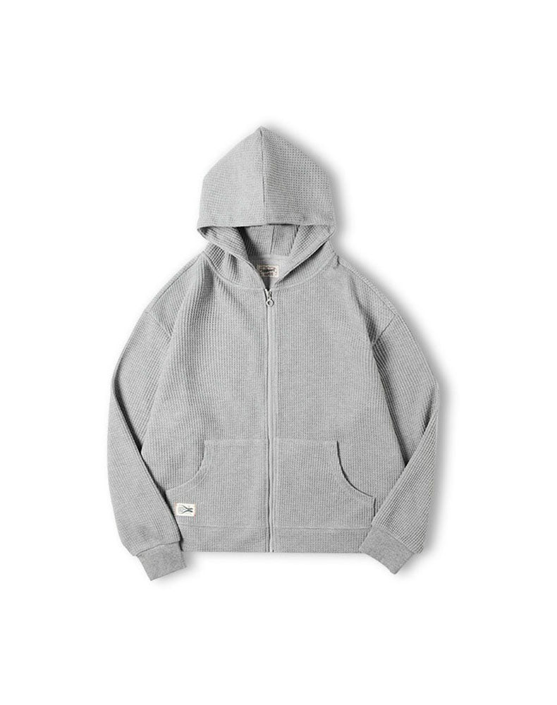 Tooling Retro Waffle Hooded Knit Sport Men's Cardigan - Harmony Gallery