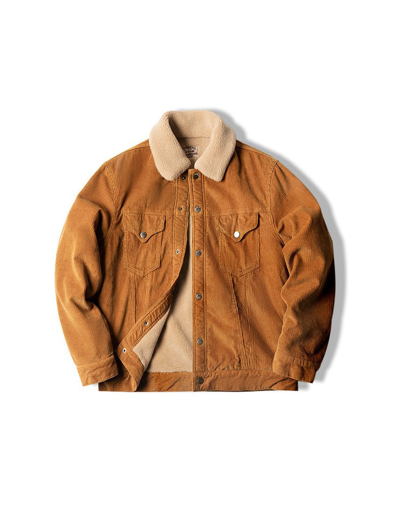 American Retro Corduroy Lamb Wool Padded Men's Coat - Harmony Gallery