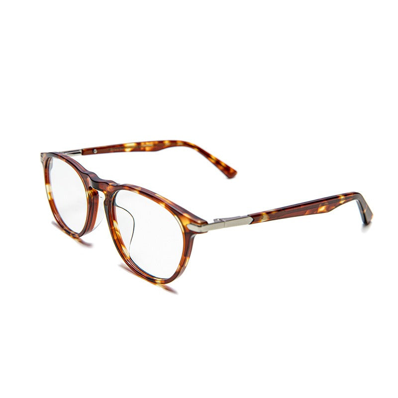 Tortoiseshell Light Boston Round Frame Men's Glasses - Harmony Gallery