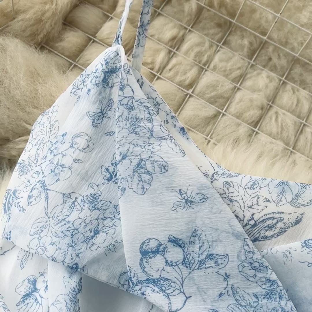 French Floral Gentle Mid-Length Strapless Women's Dress - Harmony Gallery