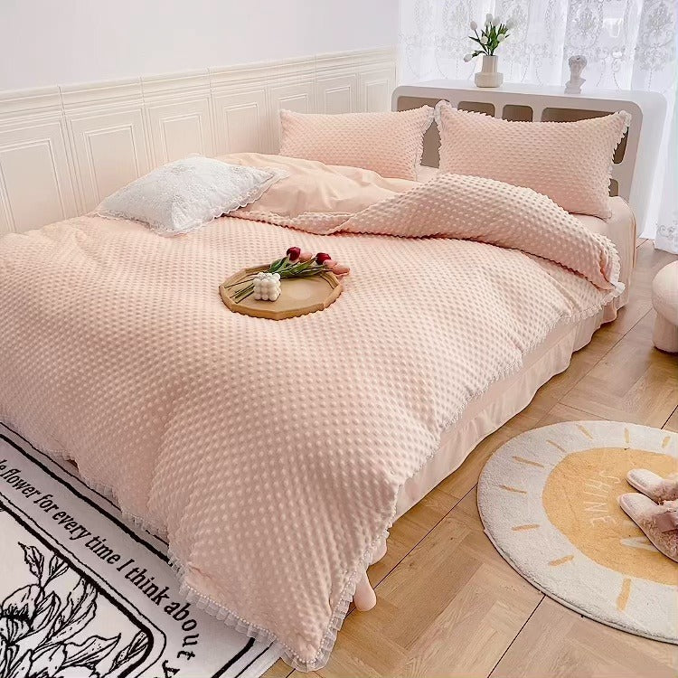 Princess Winter Milk Four-Piece Double-Sided Velvet Bed Set - Harmony Gallery