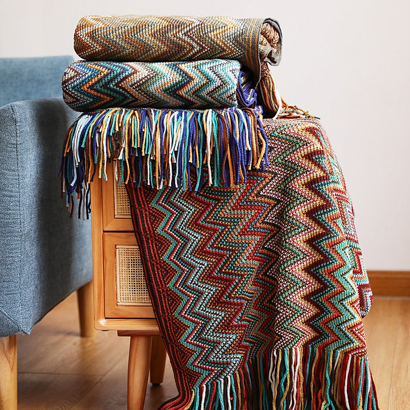 Bohemian Ethnic Knitted Decoration Tapestry Blanket - Harmony Gallery