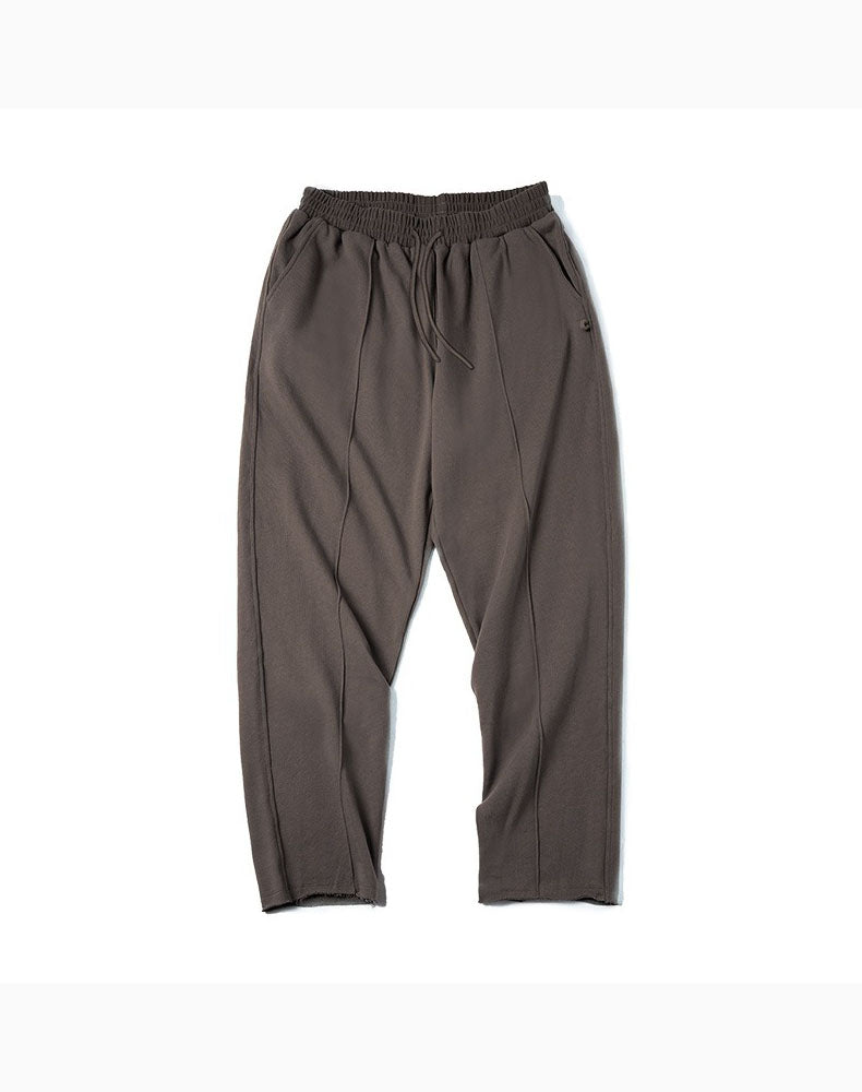 Retro Tapered Knit Stretch Gray Drape Casual Men's Trousers - Harmony Gallery