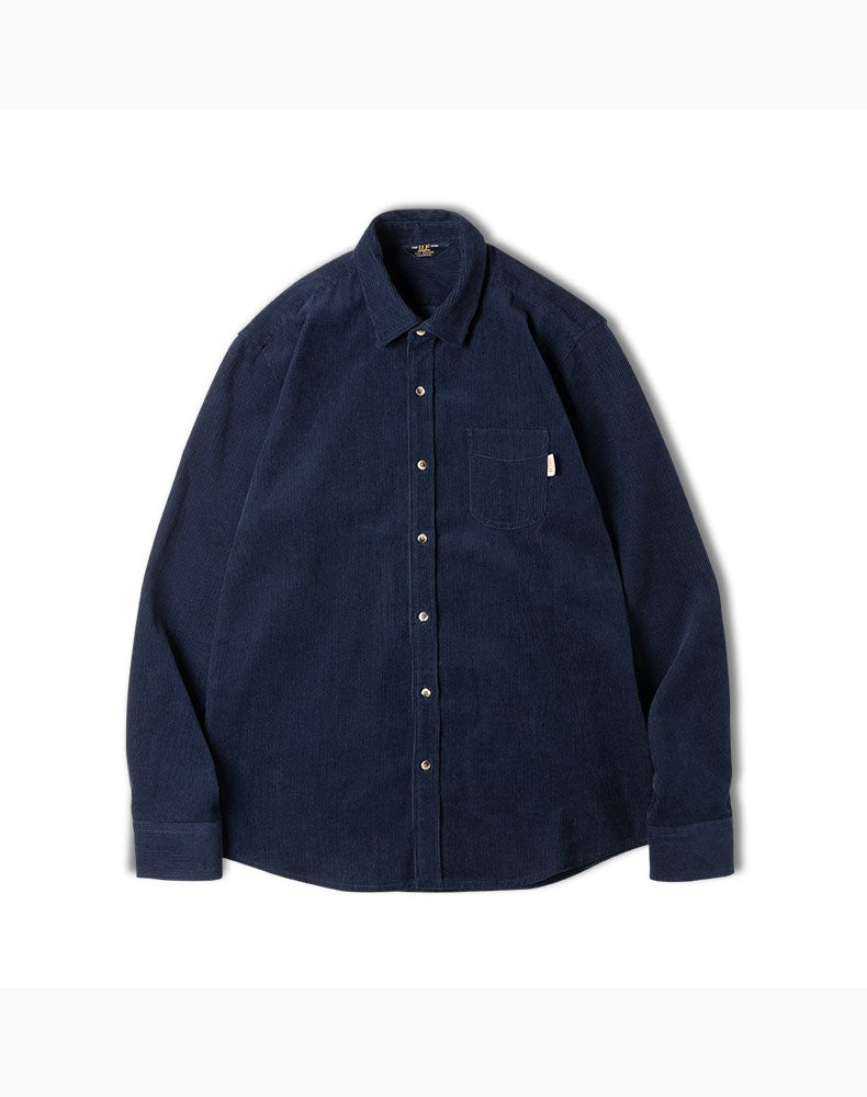 Retro American Casual Corduroy Fold-Over Men's Shirt - Harmony Gallery