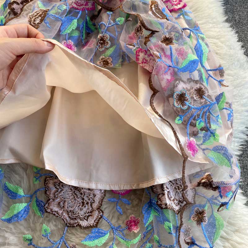 Embroidery Elegant Summer Floral Pattern Women's Dress - Harmony Gallery