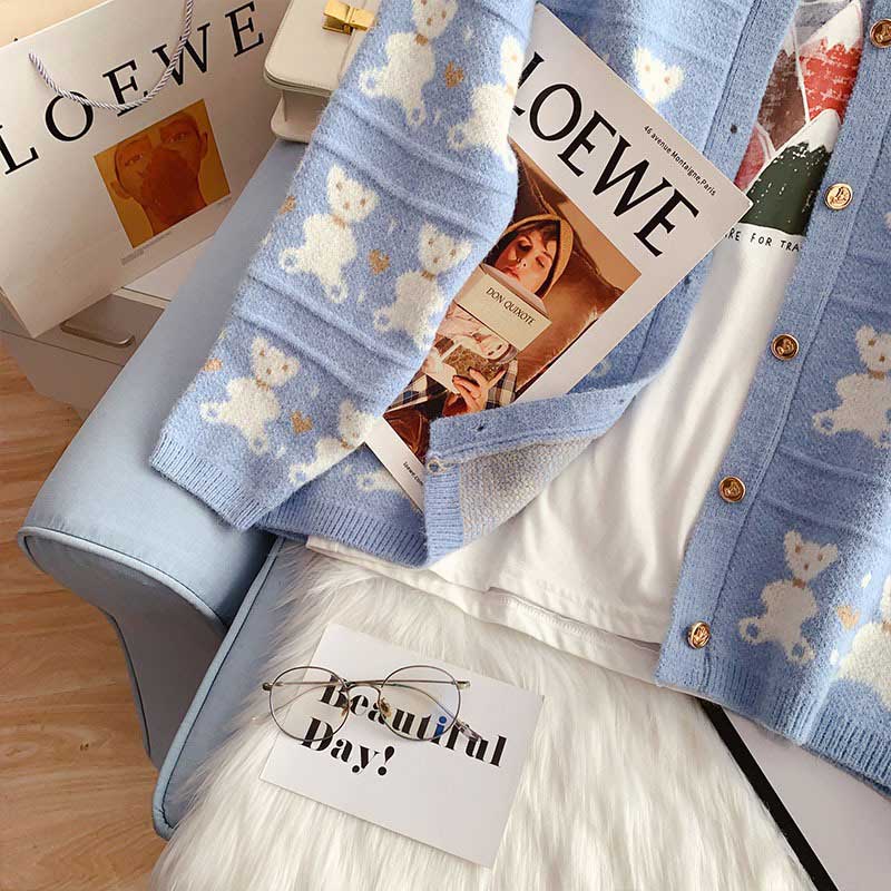 Early Bear Outer Wear Loose Knit women's Cardigan - Harmony Gallery