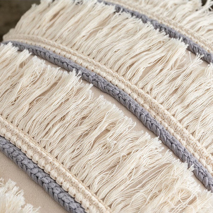 Handmade Nordic Cotton & Linen Tassel Indian Sofa Cushion - Harmony Gallery