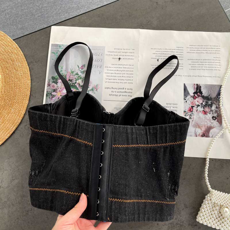 American Style Denim All-Match Bra Top - Harmony Gallery