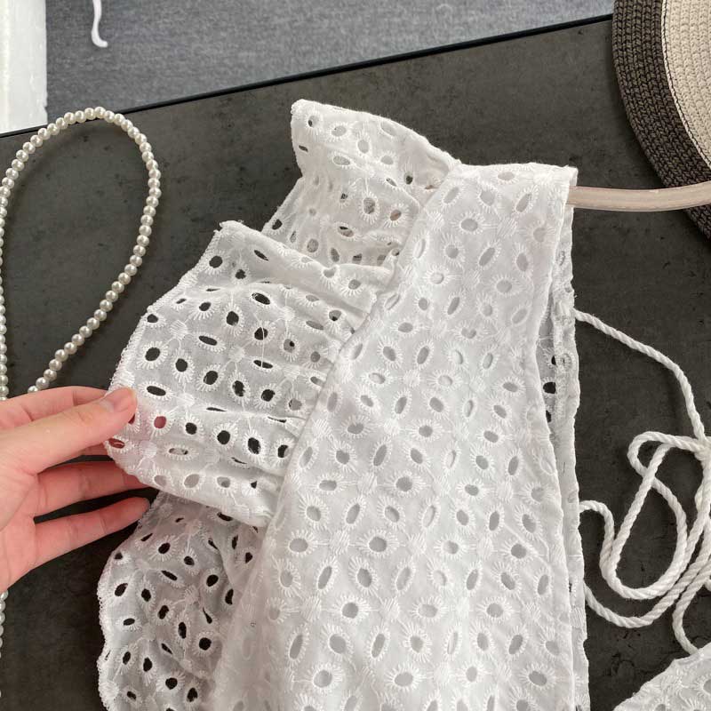 Hollow Lace-Up Halter Navel Western Style Women's Top - Harmony Gallery