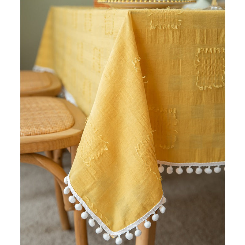 Flower Cotton White French Cut Rectangular Literary Tablecloths - Harmony Gallery