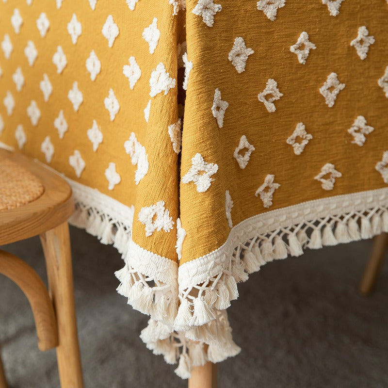 Floral Yellow Nordic Fresh Rectangular Dining Tablecloths - Harmony Gallery