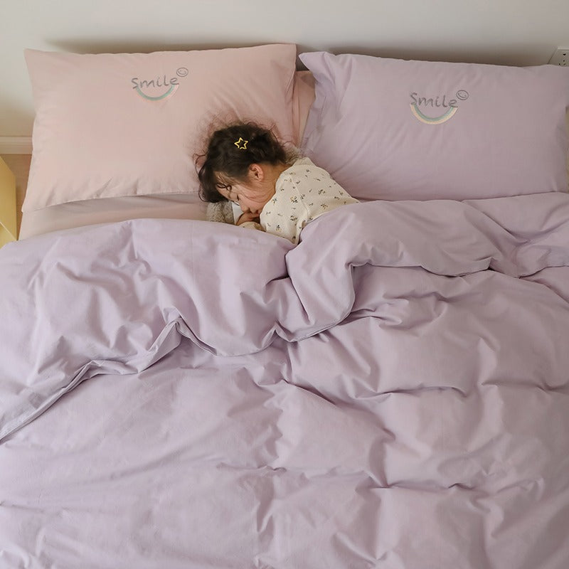 Washed Cotton Four-Piece Color Matching Princess Bed Set - Harmony Gallery