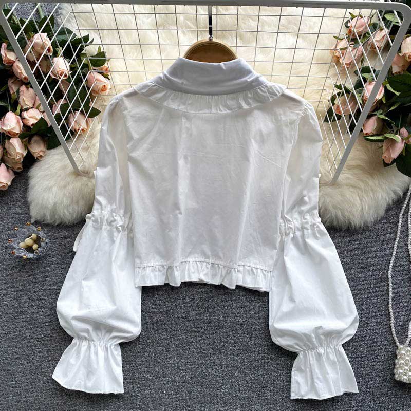 British Style Double-Breasted Flared Western Women's Top - Harmony Gallery