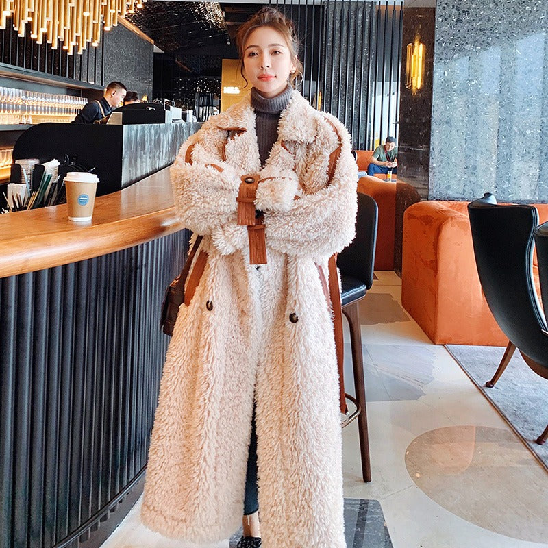 Lamb Wool Cotton-Padded Mid-Length Women's Coat - Harmony Gallery