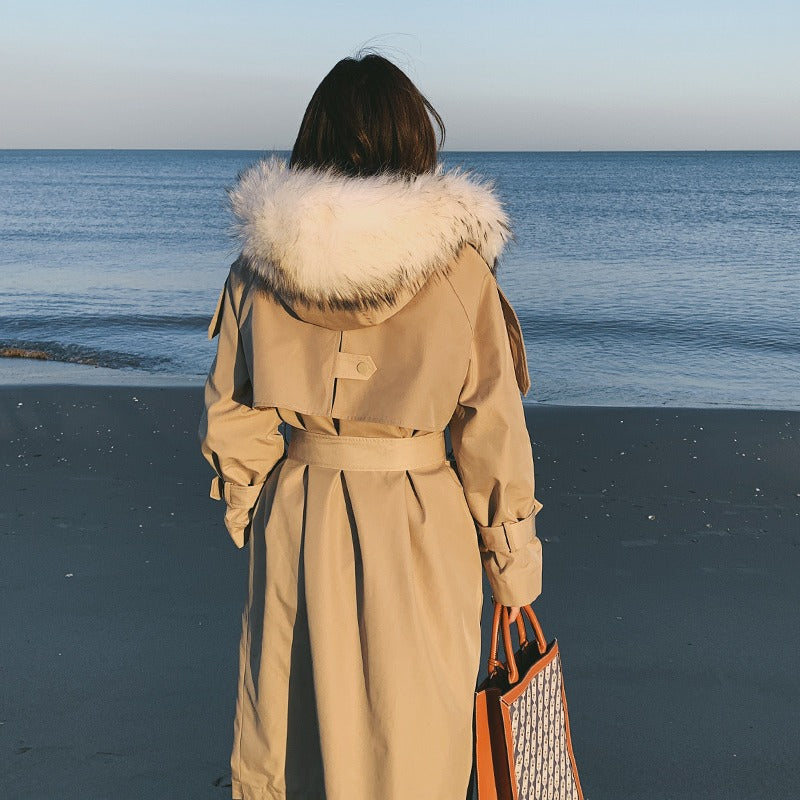 Faction Mid-Length Fur Collar Cotton Women's Coat - Harmony Gallery