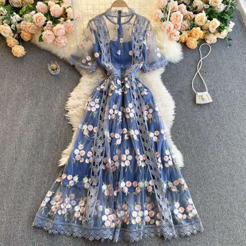 Fairy Gentle Embroidery Mesh Crochet High-End Women's Dress Fairy Gentle Embroidery Mesh Crochet High-End Women's Dress