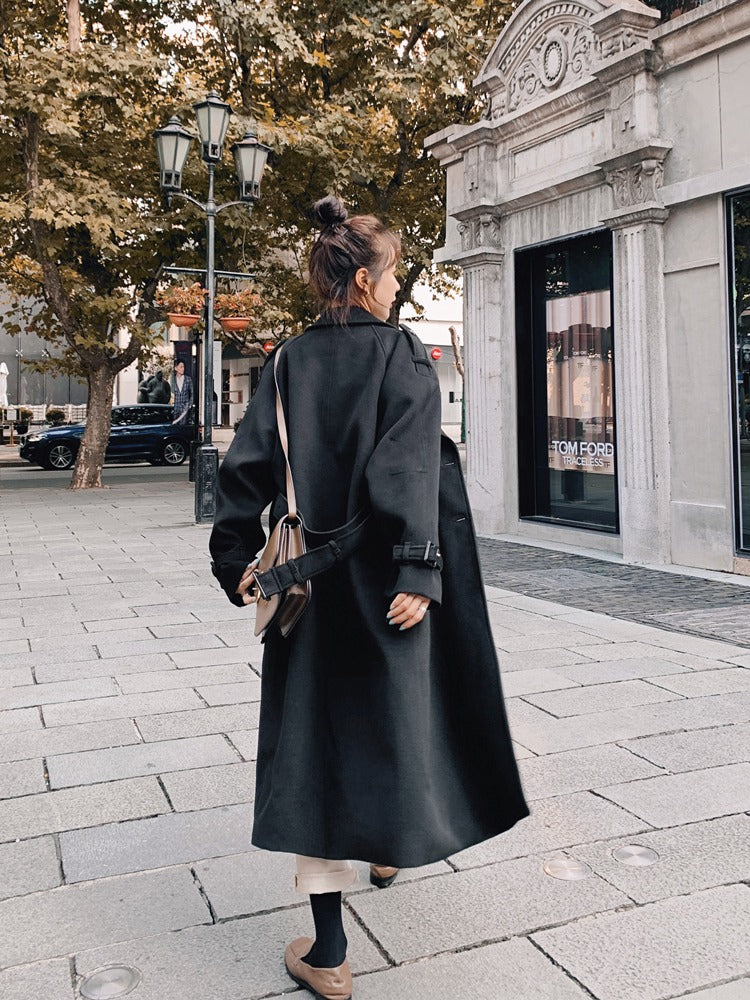 British Style Woolen Loose Mid-Length Women's Coat - Harmony Gallery