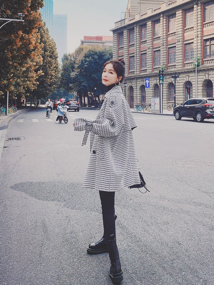 Plaid Short-Length Loose Windbreaker Women's Jacket - Harmony Gallery