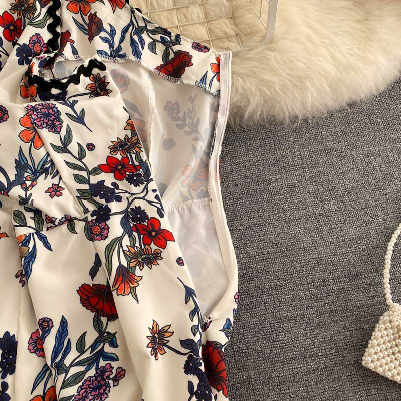 Retro Wavy Edge Fashionable Print Slim Fit Scheming Women's Dress - Harmony Gallery