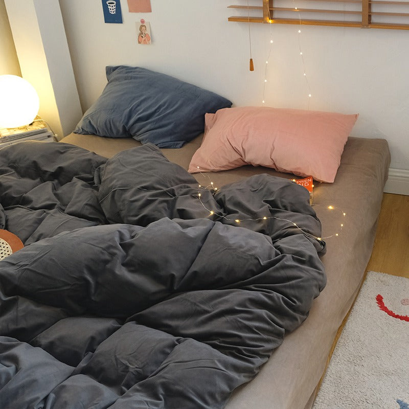 Mix and Match Warm Winter Four-Piece Velvet Bed Set - Harmony Gallery