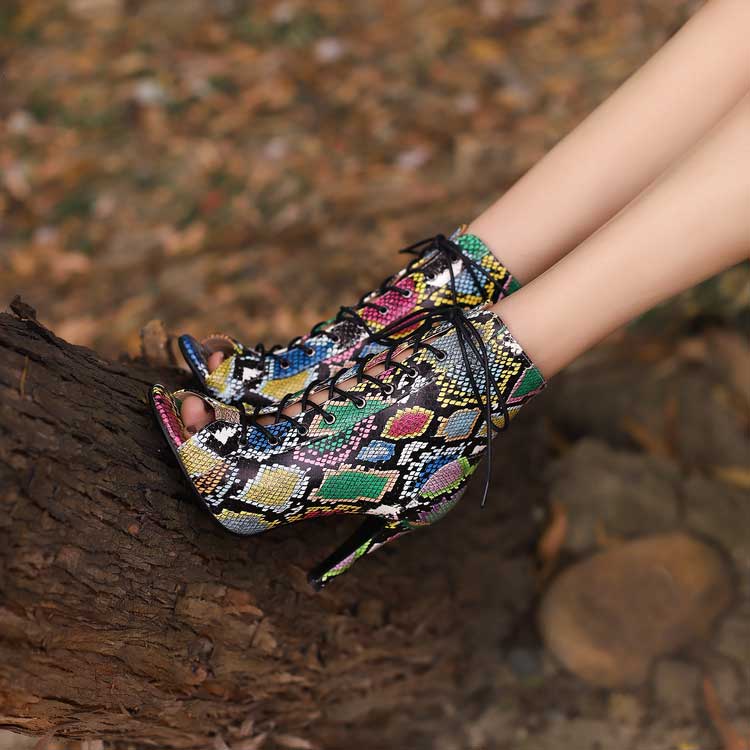 Leopard Fish Mouth Print High Heel Women's Dance Shoes - Harmony Gallery