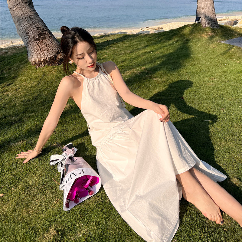 Holiday Beach Handmade Hemp Strap Hanging Neck Women's Dress - Harmony Gallery