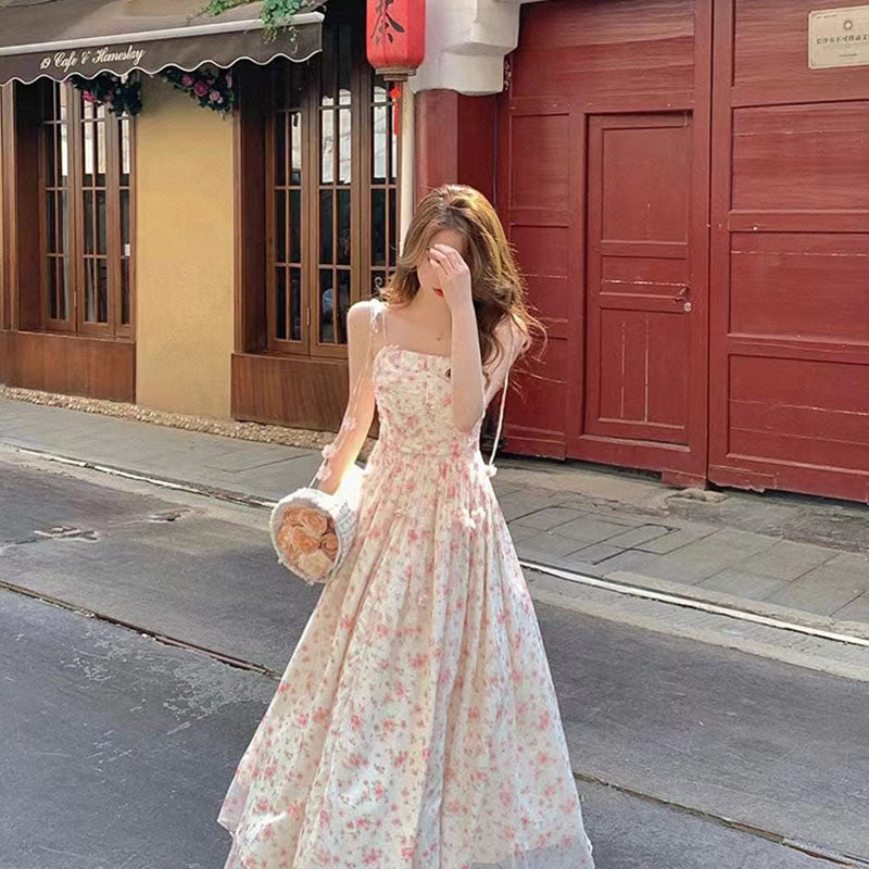 French First Love Pink Floral Bellflower Women's Dress - Harmony Gallery