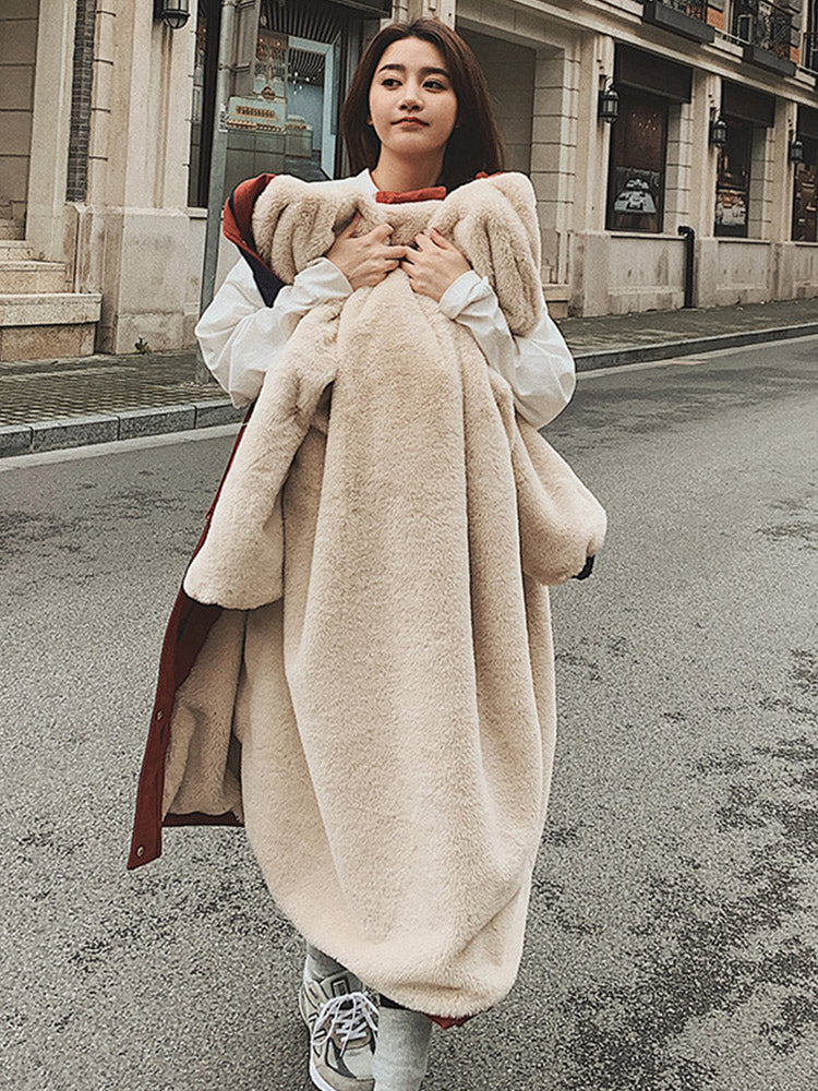 Workwear Oversize Over The Knee Color Contrast Women's Coat - Harmony Gallery