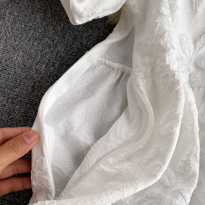 Retro Jacquard Summer Temperament Square Neck Women's Top - Harmony Gallery