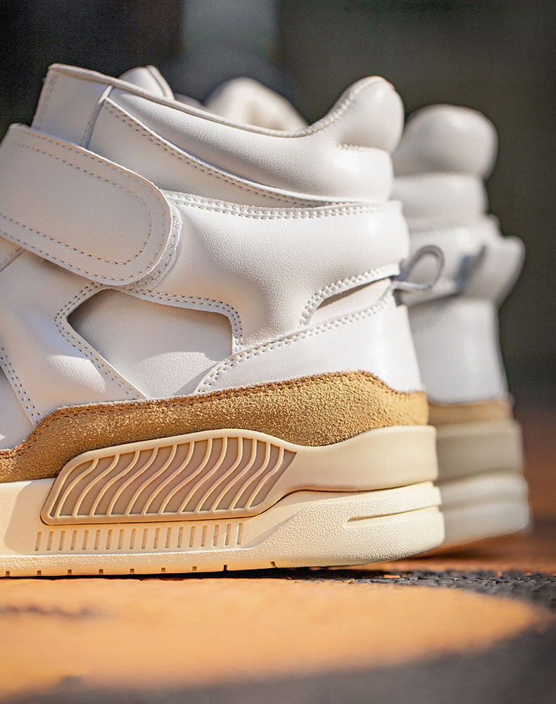 Velcro High-Top Sports All-Match White Thick-Soled Men's Casual Shoes - Harmony Gallery