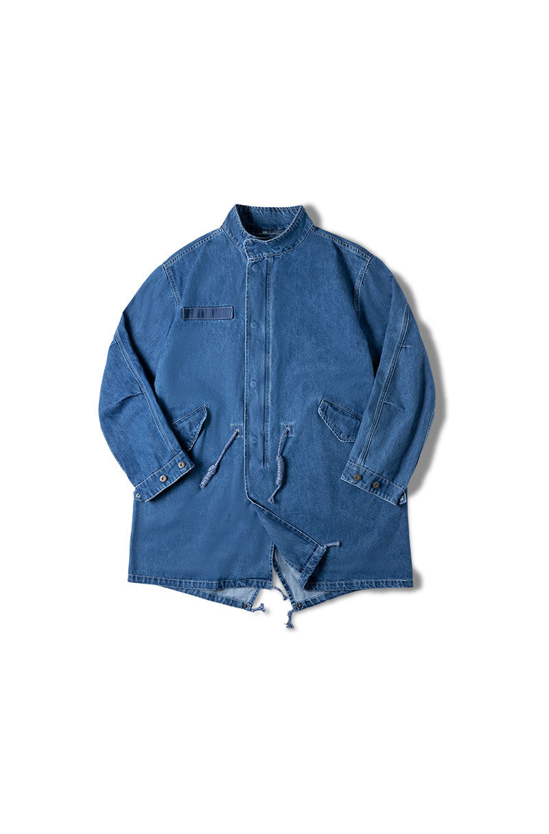 American M65 Denim Fishtail Windbreaker Men's Coat - Harmony Gallery
